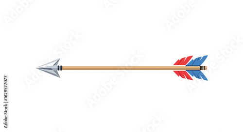 Stylized Arrow with Feathers: A Vector Illustration of Archery and Medieval Weaponry