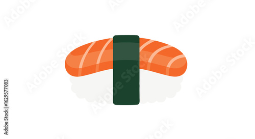 Delicate Salmon Nigiri Sushi Vector Illustration with Subtle Shading and Authentic Design Depiction