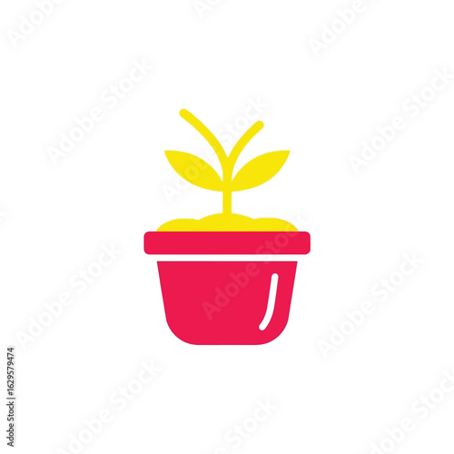 Sprout in Pot Icon: Growth, New Life, Minimalist Design