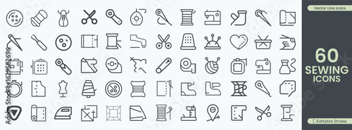 Sewing tools and equipment collection icon vector