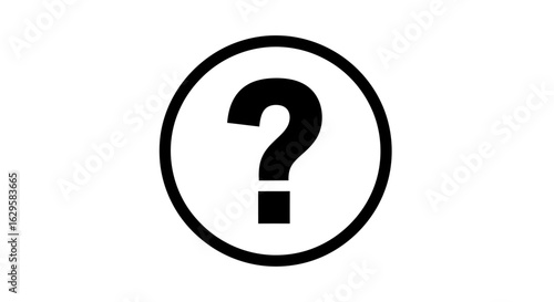A bold black question mark symbol enclosed within a simple black circular outline.