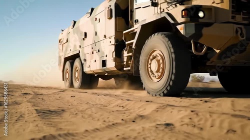 Wallpaper Mural Armored vehicle driving through desert terrain on a sunny day Torontodigital.ca
