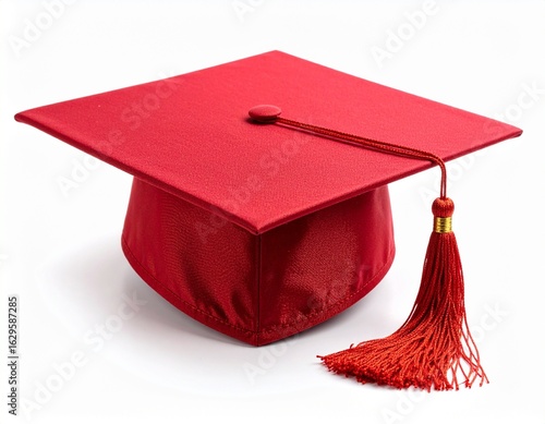 Red Graduation Cap with Tassel Representing Academic Achievement