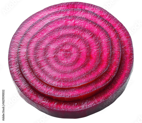 beetroot slice, close-up isolated on black