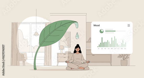 Serene meditation and mood tracking a wellness journey to emotional harmony