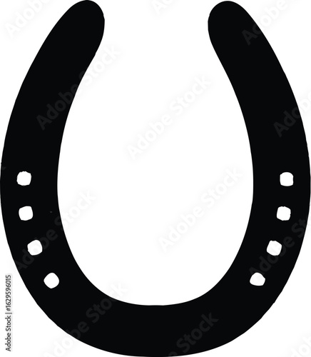 Vector illustration of a golden horseshoe, a classic lucky charm and symbol of good fortune, isolated on a black background