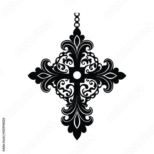 Baroque Style Baptism Cross Pendant Design