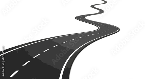 Winding Road Vector Illustration – Curvy Highway Design on White Background

