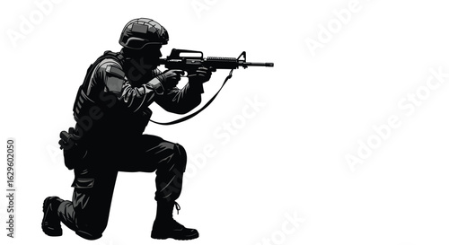 Soldier Silhouette with Rifle – Military Vector Art