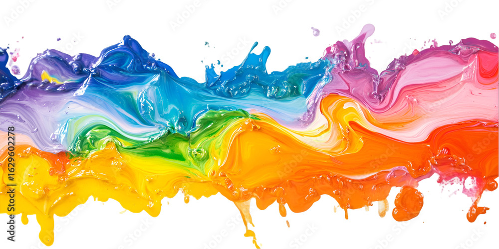 Obraz premium Rainbow Paint Splash Isolated on Transparent Background