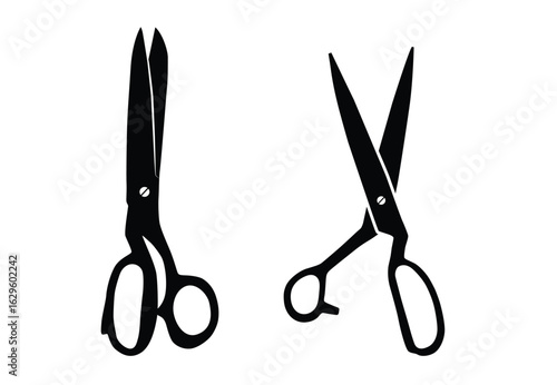 Open and closed black scissor silhouette 