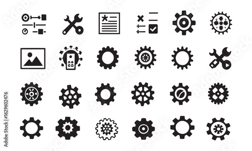 Settings Icon set, Settings icon set. Containing options, configuration, preferences, adjustments, gear, control panel, equalizer, management, optimization and more icons.