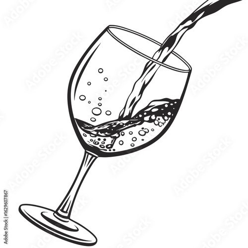 Wine being poured into a glass isolated on white background