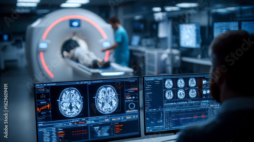 rear shot doctor diagnostic in Advanced imaging technology, magnetic resonance imaging diagnostic center.