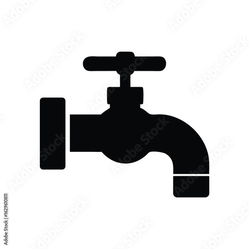 Modern faucet design for bathroom or kitchen illustration, promote water conservation and sustainable living, clean plumbing fixture icon for website use