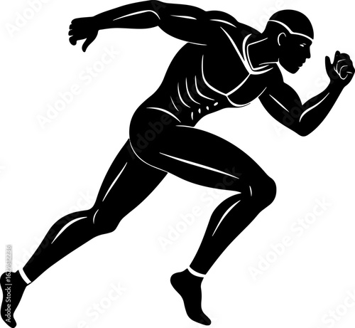 Running man silhouette vector image for athlete sprint and fitness design needs
