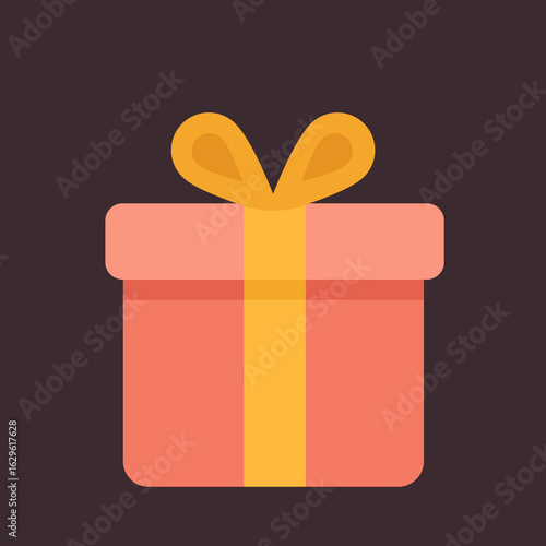 Vector illustration of a colorful wrapped gift box with ribbon on a dark background
