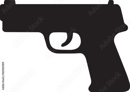 Sleek and Modern Handgun Silhouette a Powerful Symbol of Safety and Protection in Graphic Design and Illustration