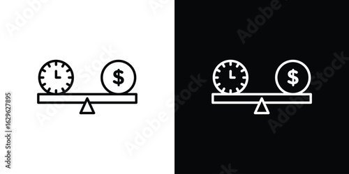 Time and money compare scale icon. editable stroke web icons