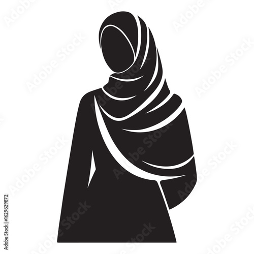 Muslim Woman Silhouette Wearing Hijab Vector