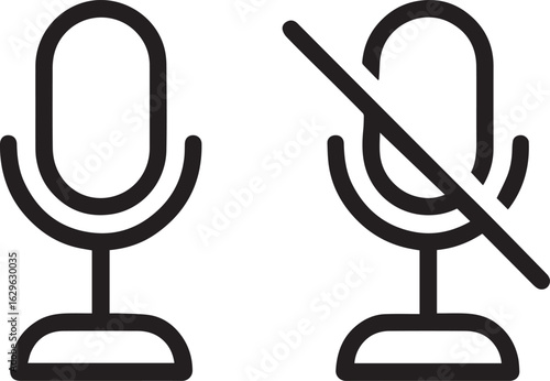 Microphone On and Off Icons Simplicity in Audio Communication Visual Representation Symbols for Silence and Speaking