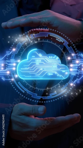 Wallpaper Mural Cloud technology concept for data management system, online database storage, networking and internet service. Information system for business. Businessman shows cloud computing icon on virtual screen Torontodigital.ca