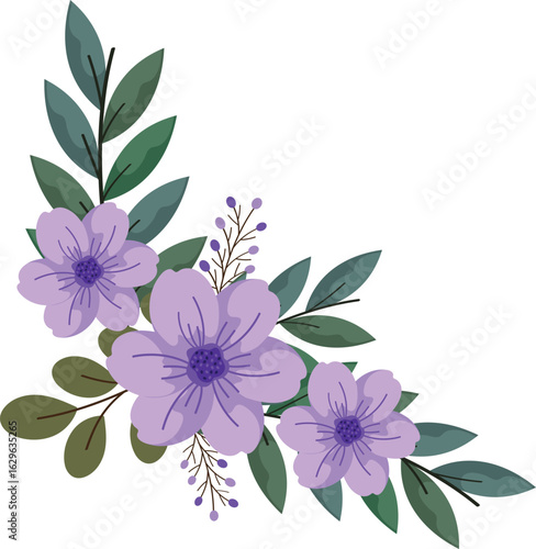 Purple Flowers Vector Illustration