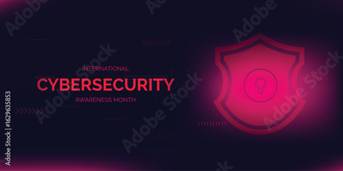 International cyber security awareness month is observed. flat design Cyber security banner Modern gradient color