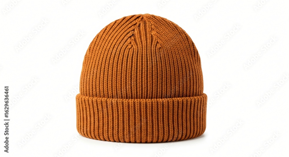 Fototapeta premium Cozy Ribbed Knit Beanie Hat in Warm Brown