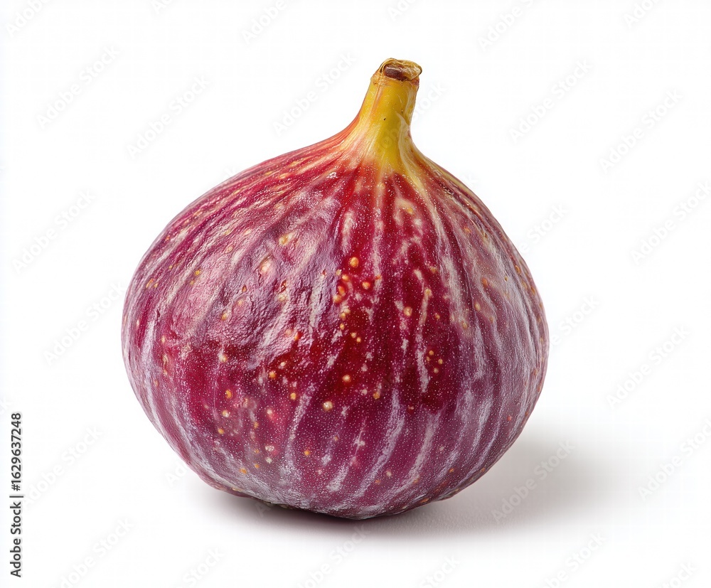 Fototapeta premium Fresh Figs Still Life on White Background, Purple-Green Skin with Bloom and Star Cut Section, Premium Mediterranean Salad Ingredient