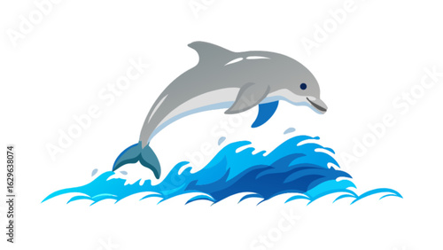 Dolphin jumping out of the ocean waves illustration vector image for marine life and animal lovers design needs