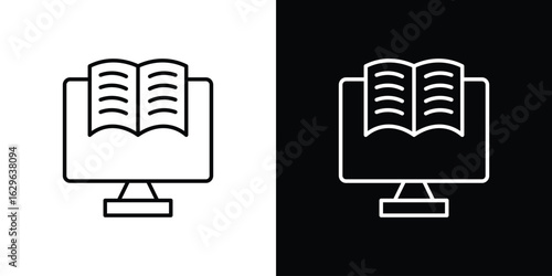 Blended learning icon. editable stroke web icons