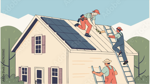 Solar panel installation residential home energy efficiency renewable energy system rooftop panels construction