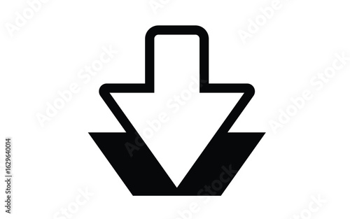 Bold black and white arrow pointing downwards towards the unseen depths