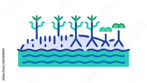 Explore the beauty of mangrove forest ecosystem with trees and water vector illustration design concept