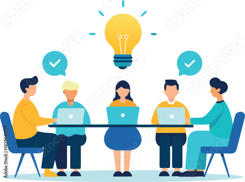 Business Team Sitting Around Table Brainstorming