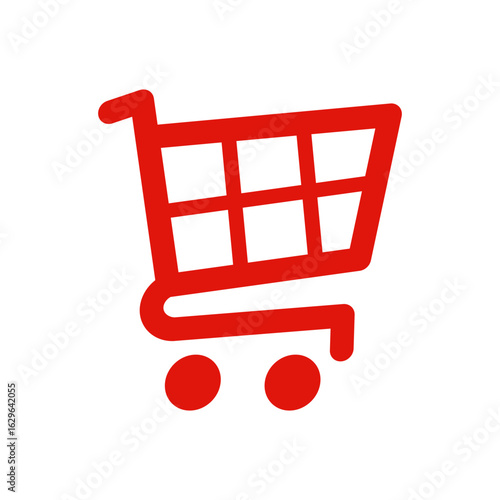 illustration of red shopping cart icon isolated on white background
