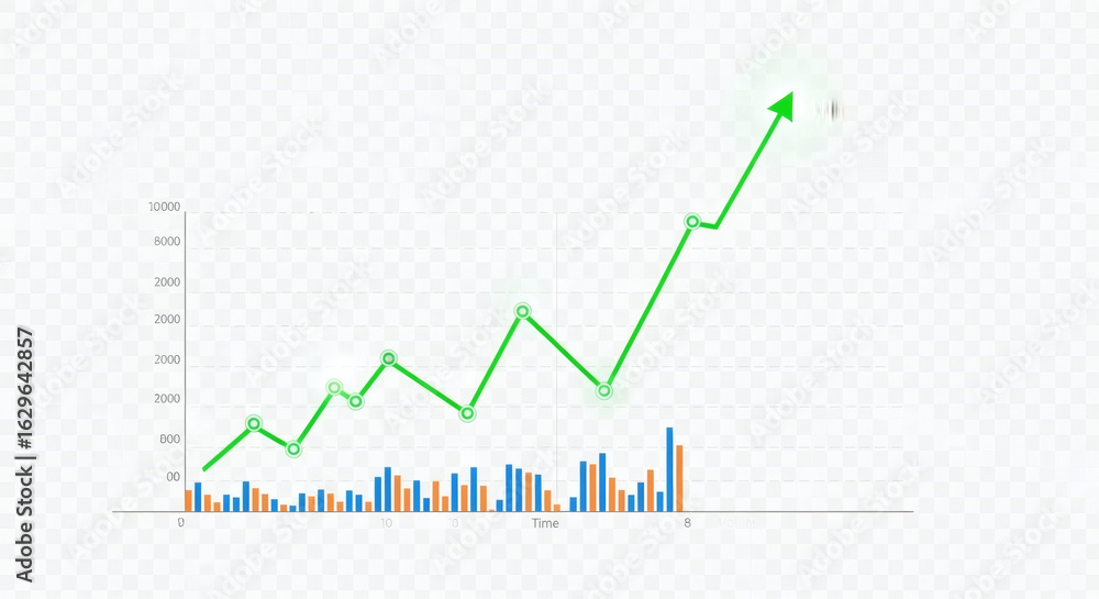Fototapeta premium Transparent or png stock market investment trading graph growth. Trade business analytics graph and financial chart.