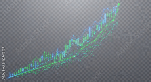 Transparent or png stock market investment trading graph growth. Trade business analytics graph and financial chart.