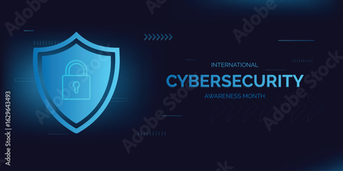 International cyber security awareness month is observed. flat design Cyber security banner Modern gradient color