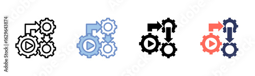 Process icon sheet multiple style collection