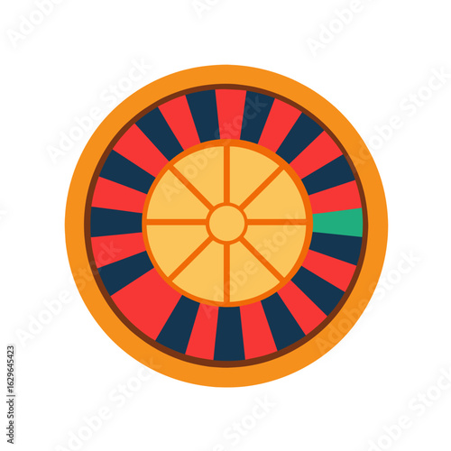 Colorful roulette wheel icon in flat design style  