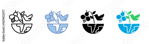 Biodiversity icon sheet multiple style collection