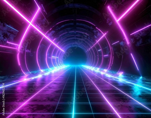 Futuristic Neon Light Tunnel