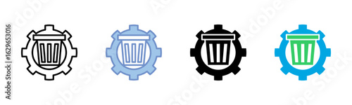 Waste icon sheet multiple style collection