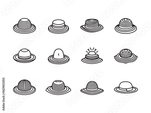 Elegant Sun Hat line art for sunny days