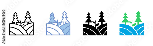 Landscapes icon sheet multiple style collection