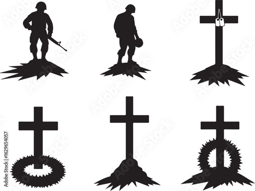 Soldier tributes honor fallen heroes with solemn crosses and memorials