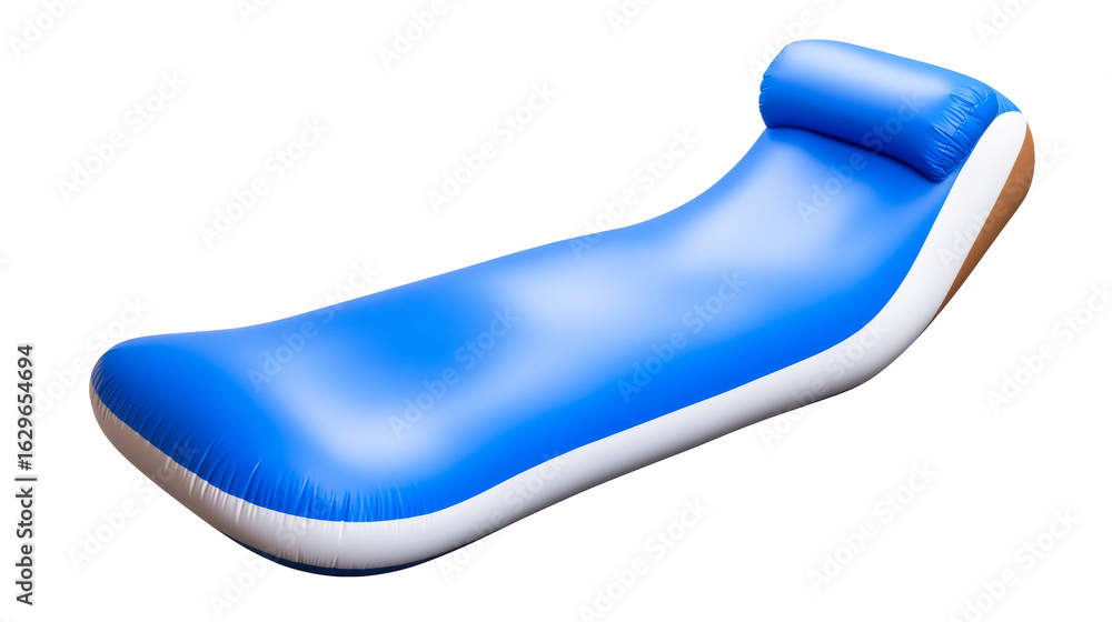 Comfortable blue inflatable lounge chair for relaxation by the pool Comfortable blue inflatable lounge chair for relaxation by the pool