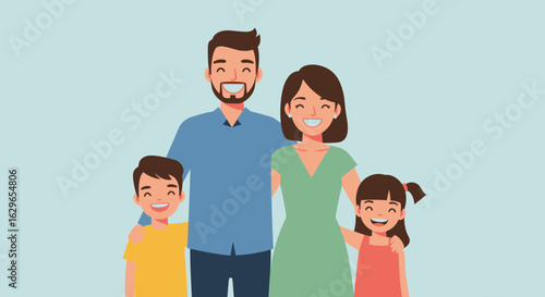 Family portrait of two parents and two children